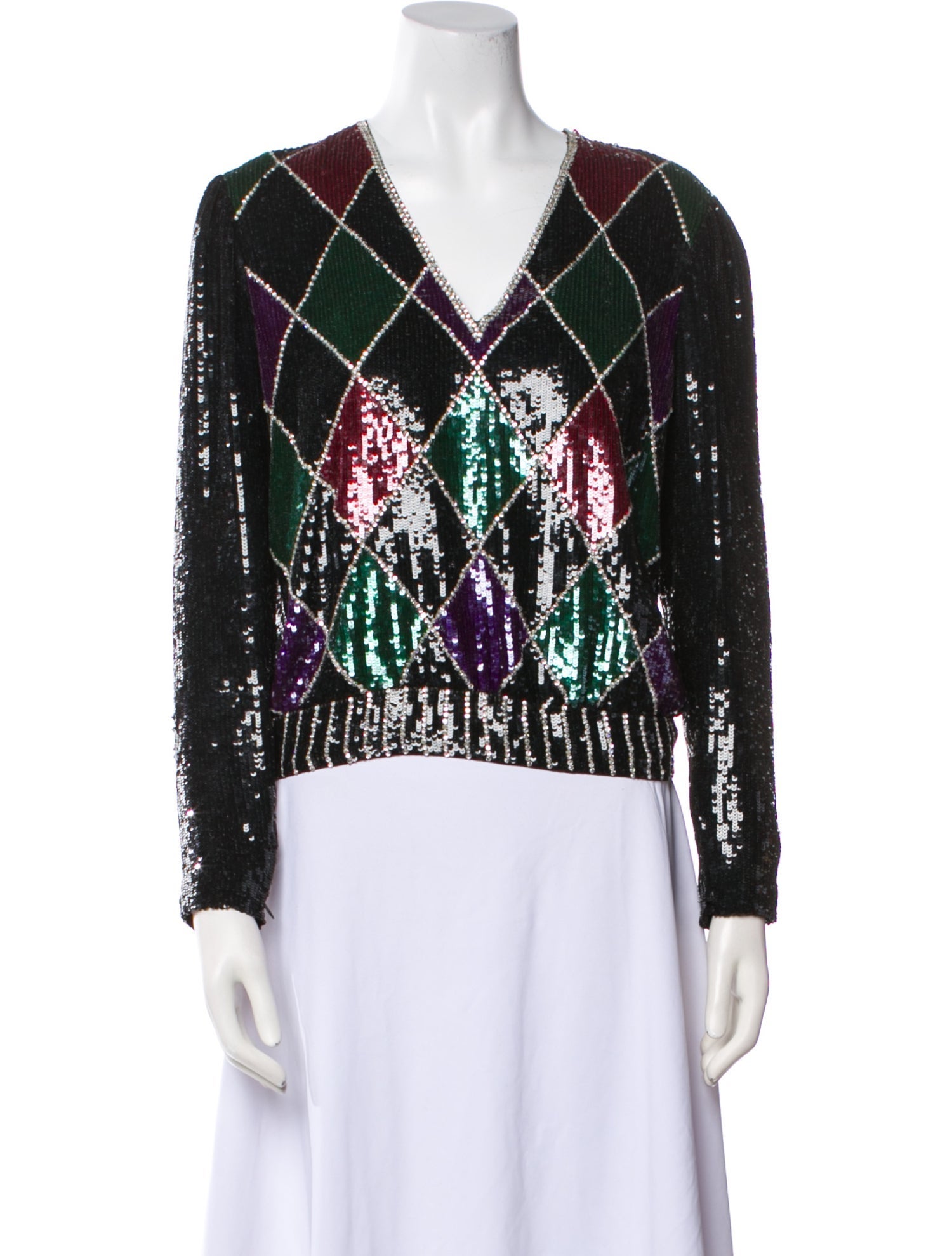 Oscar de la Renta Sequin Patterned Top