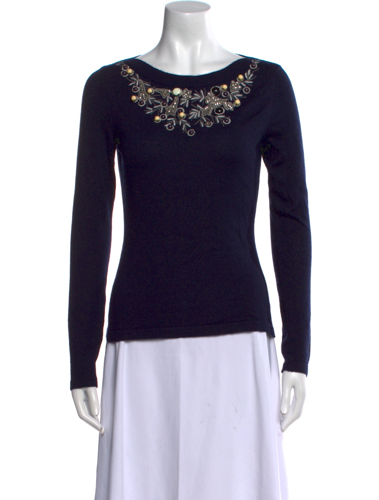 Oscar de la Renta Cashmere Scoop Neck Sweater