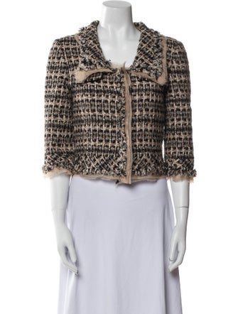 Oscar de la Renta Tweed Pattern Evening Jacket