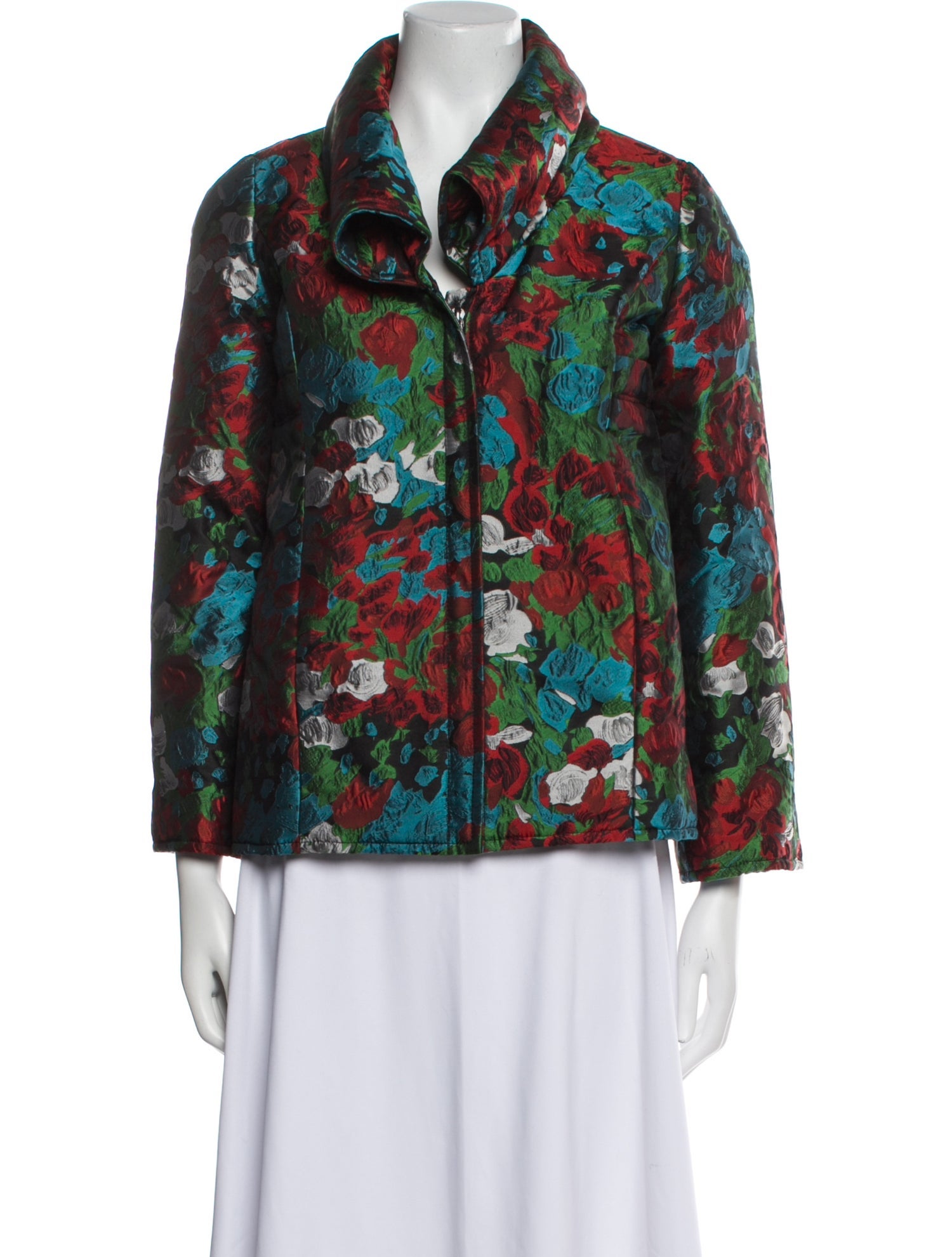 Oscar de la Renta Silk Floral Print Jacket
