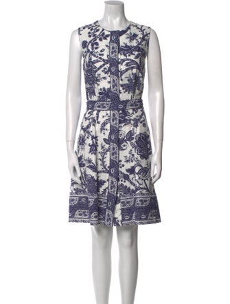 Oscar de la Renta Floral Print Knee-Length Dress