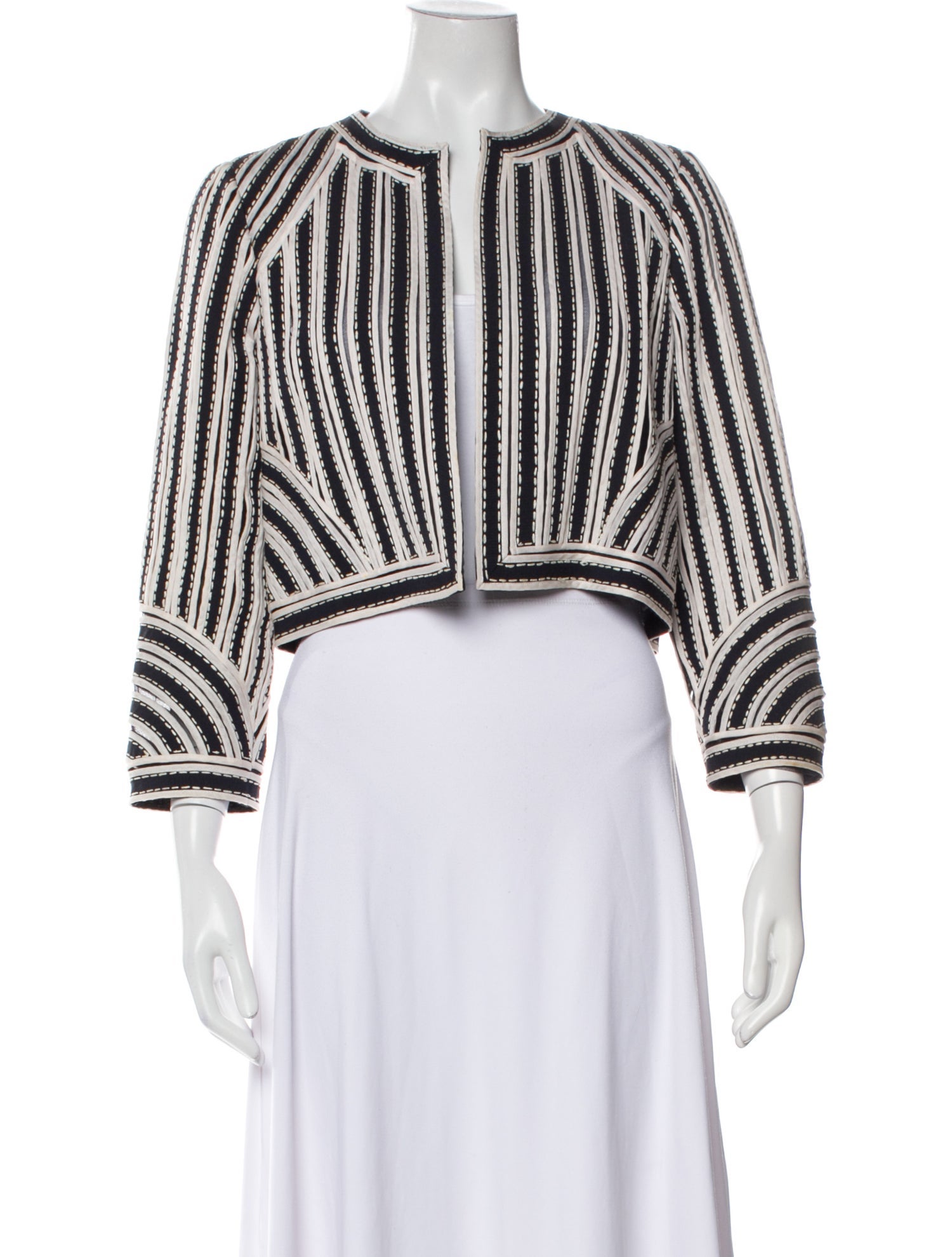 Oscar de la Renta Striped Evening Jacket