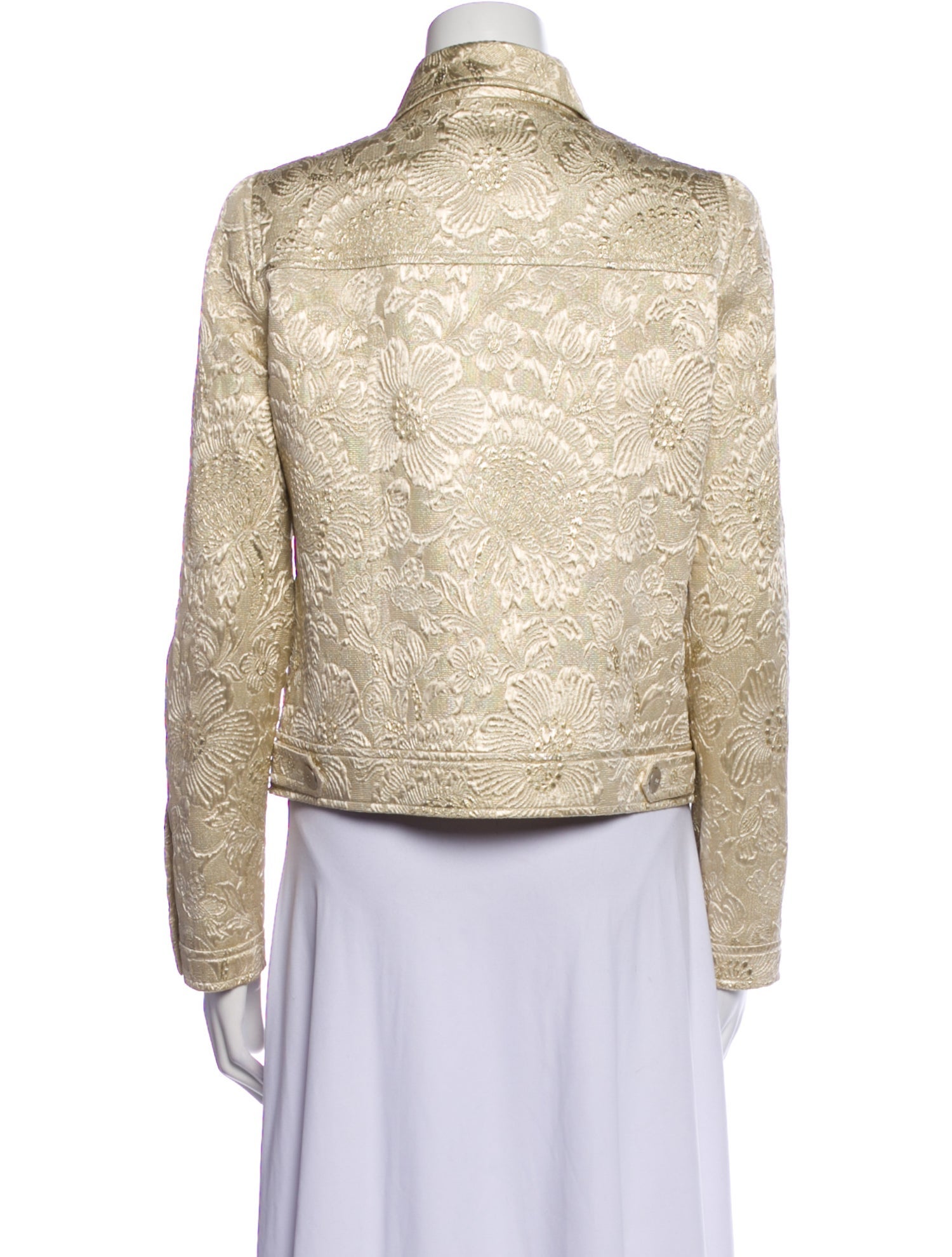 Oscar de la Renta Silk Printed Denim Jacket