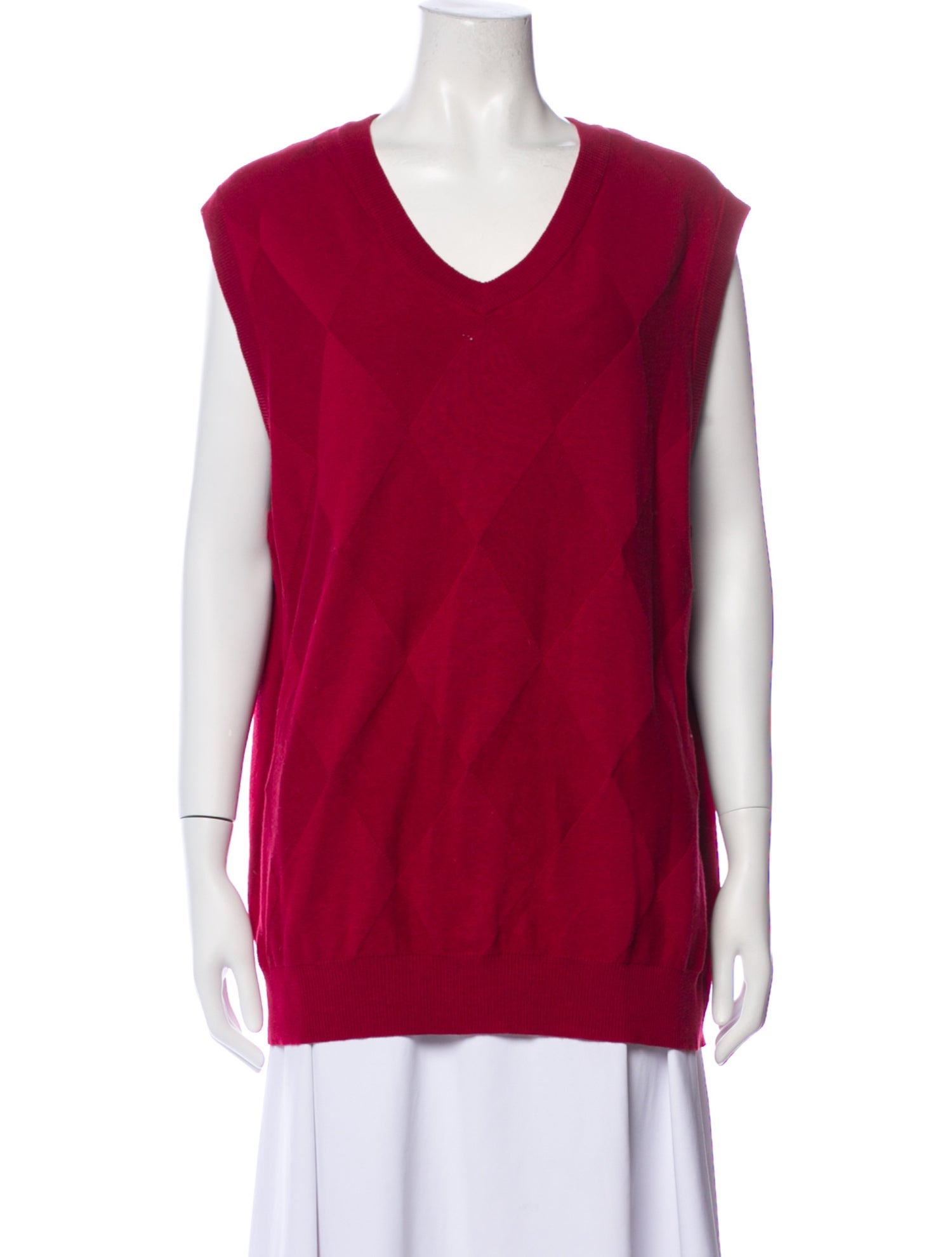 Oscar de la Renta V-Neck Sleeveless Top