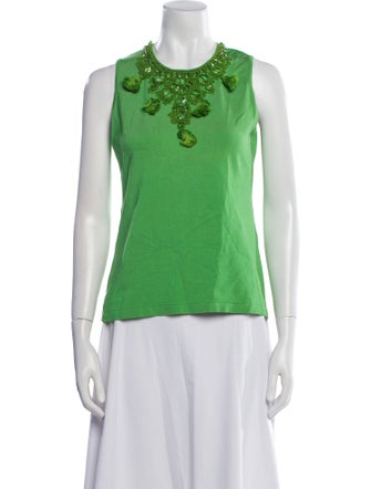 Oscar de la Renta Silk Crew Neck Top