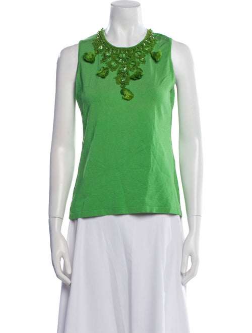 Oscar de la Renta Silk Crew Neck Top