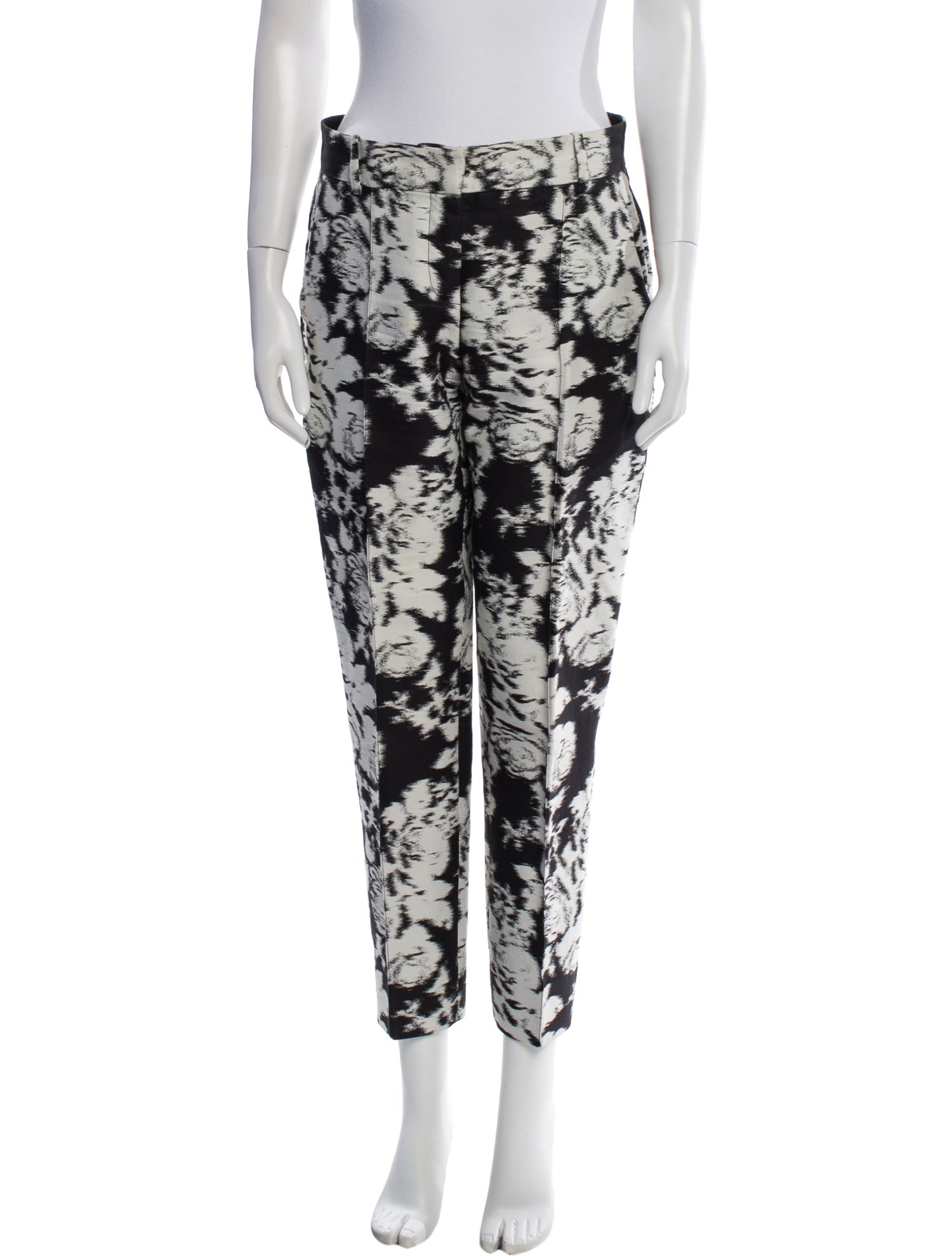 Oscar de la Renta Floral Print Straight Leg Pants