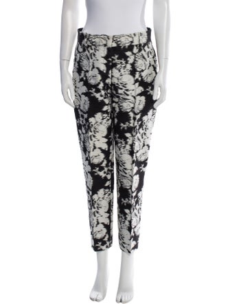 Oscar de la Renta Floral Print Straight Leg Pants