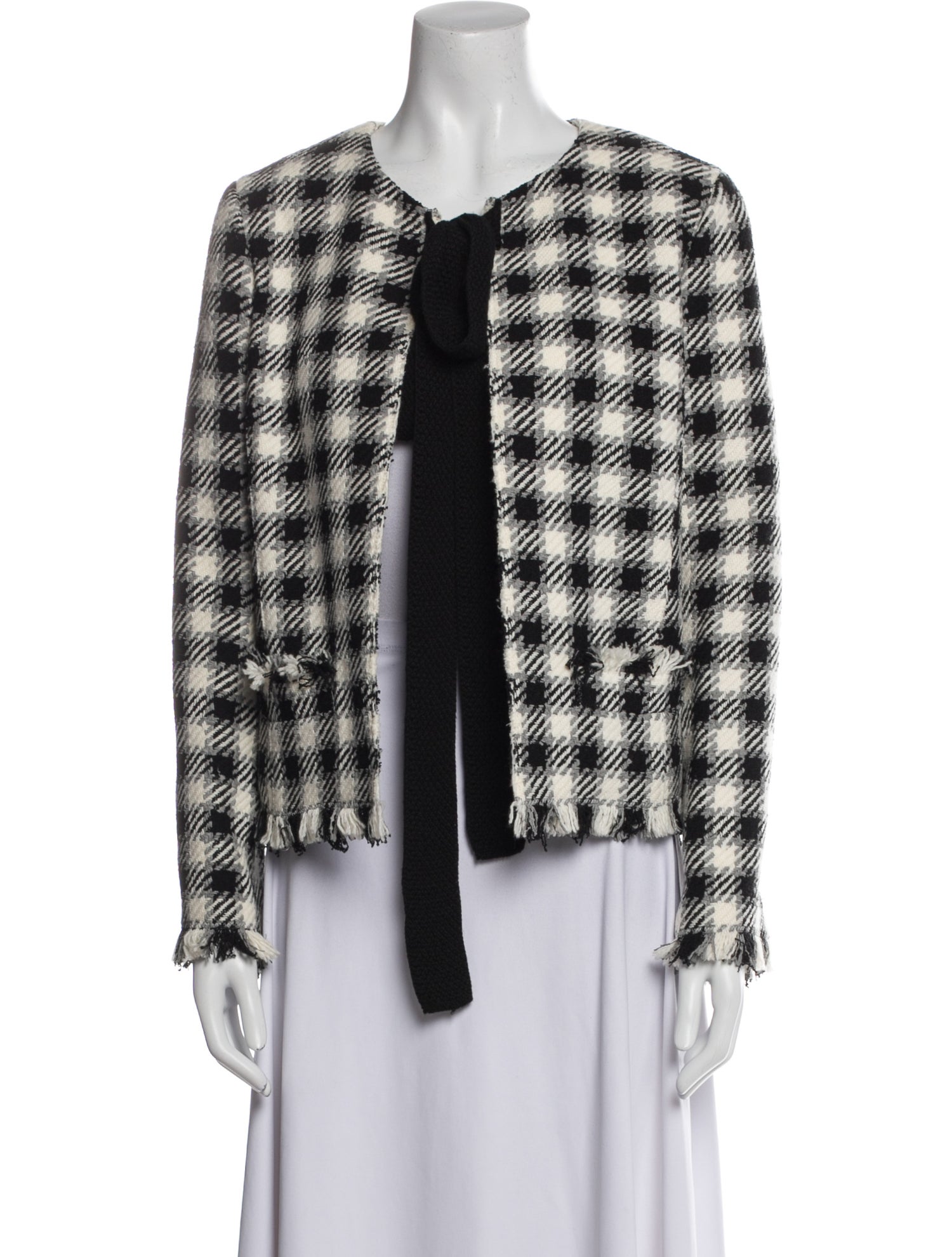 Oscar de la Renta Virgin Wool Plaid Print Jacket w/ Tags