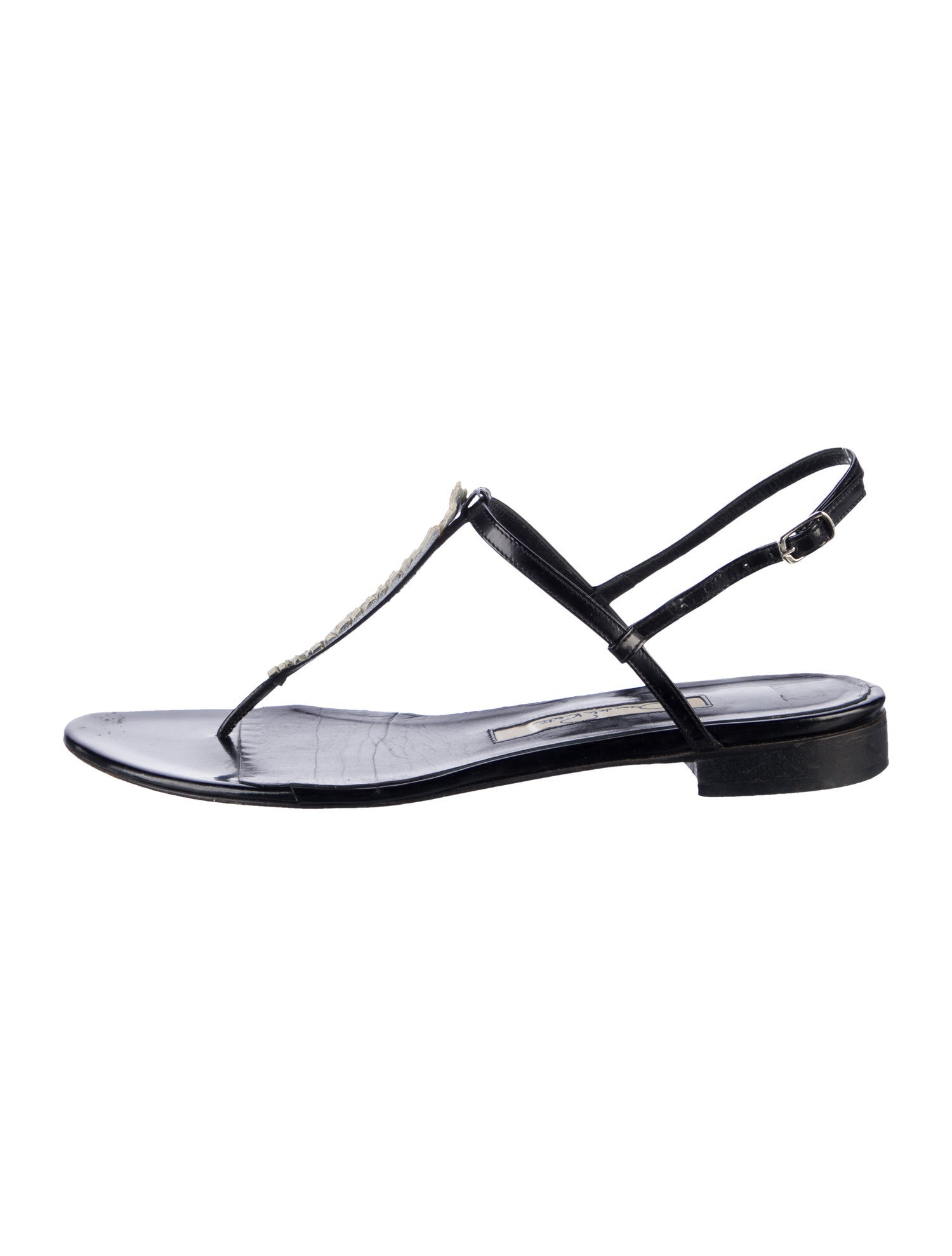 Oscar de la Renta Suede T-Strap Sandals