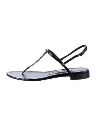 Oscar de la Renta Suede T-Strap Sandals