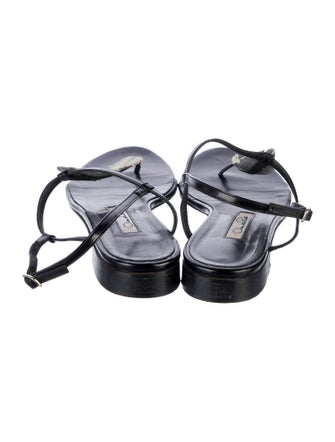 Oscar de la Renta Suede T-Strap Sandals