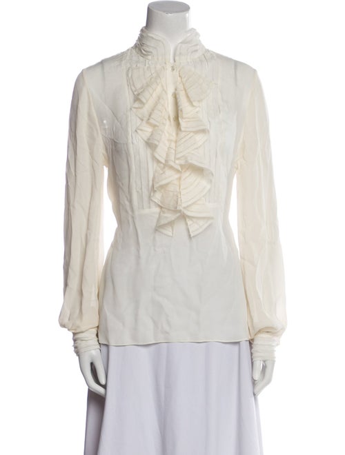 Oscar de la Renta Silk Mock Neck Blouse