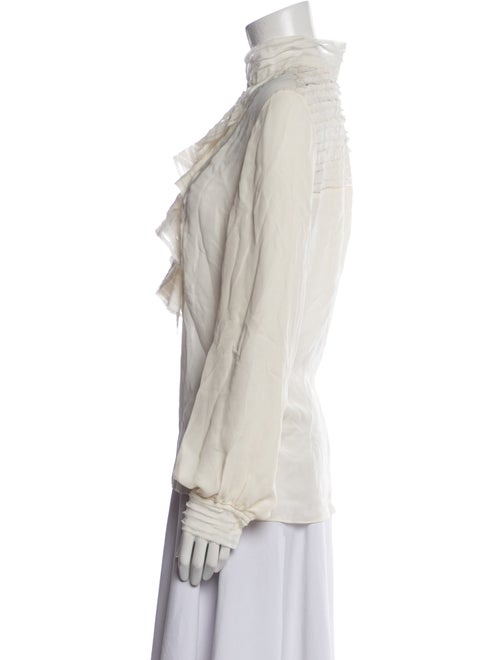 Oscar de la Renta Silk Mock Neck Blouse