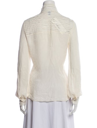 Oscar de la Renta Silk Mock Neck Blouse