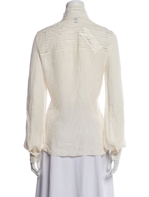 Oscar de la Renta Silk Mock Neck Blouse