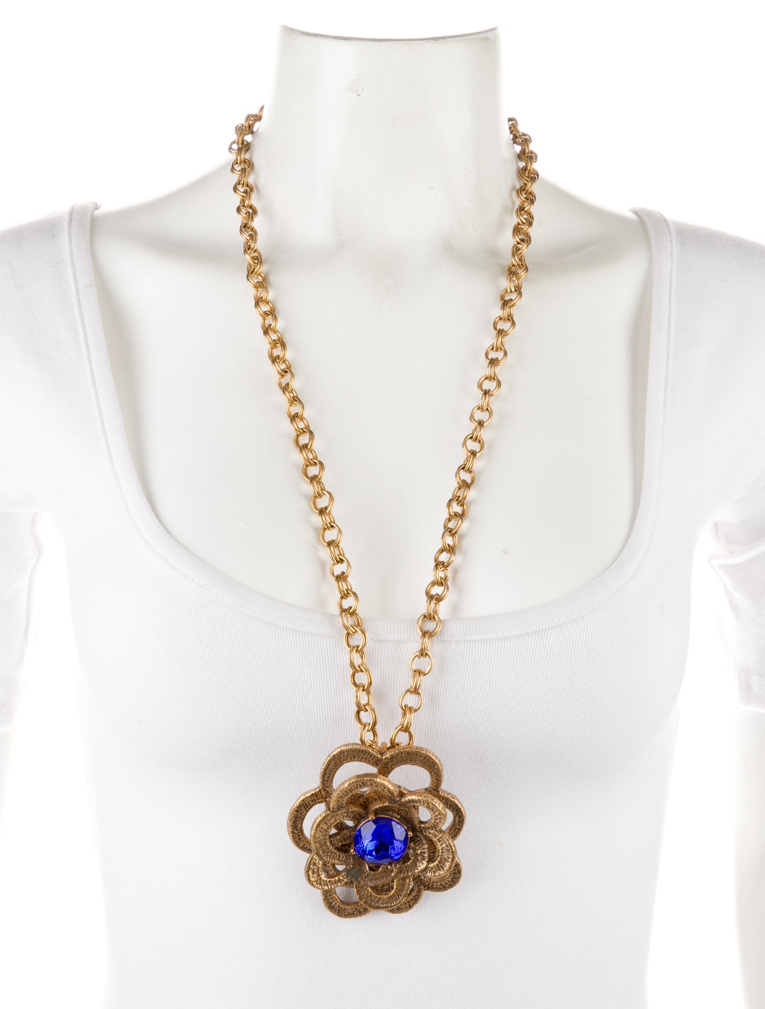 Oscar de la Renta Crystal Oversized Convertible Brooch Pendant Necklace