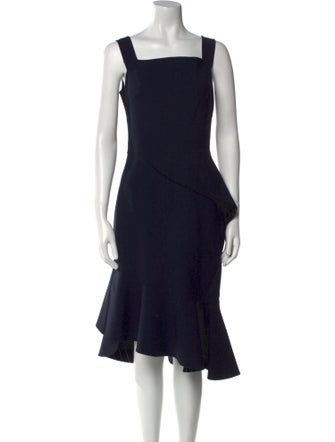 Oscar de la Renta Virgin Wool Midi Length Dress