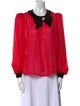 Oscar de la Renta Crew Neck Long Sleeve Blouse