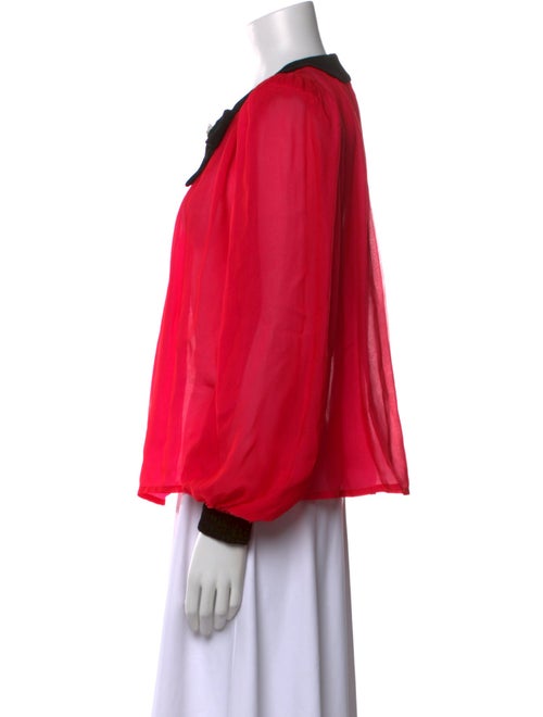 Oscar de la Renta Crew Neck Long Sleeve Blouse