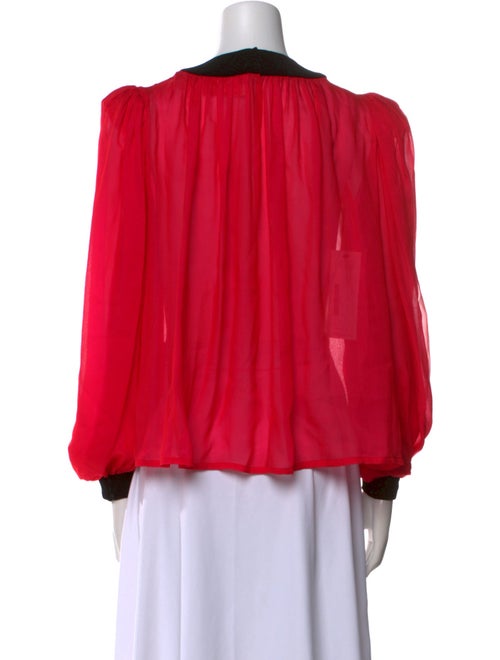 Oscar de la Renta Crew Neck Long Sleeve Blouse