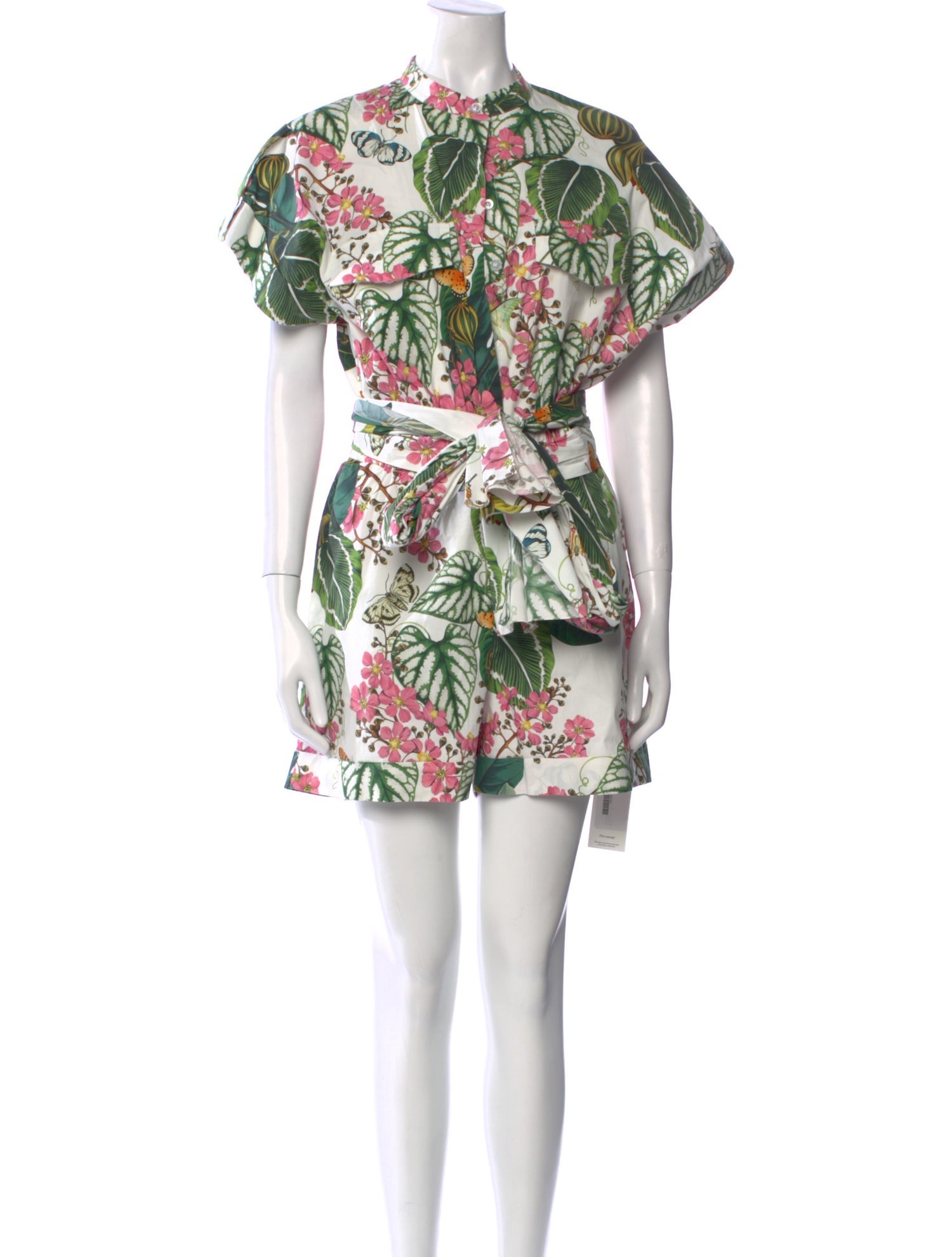 Oscar de la Renta Floral Print Mock Neck Romper