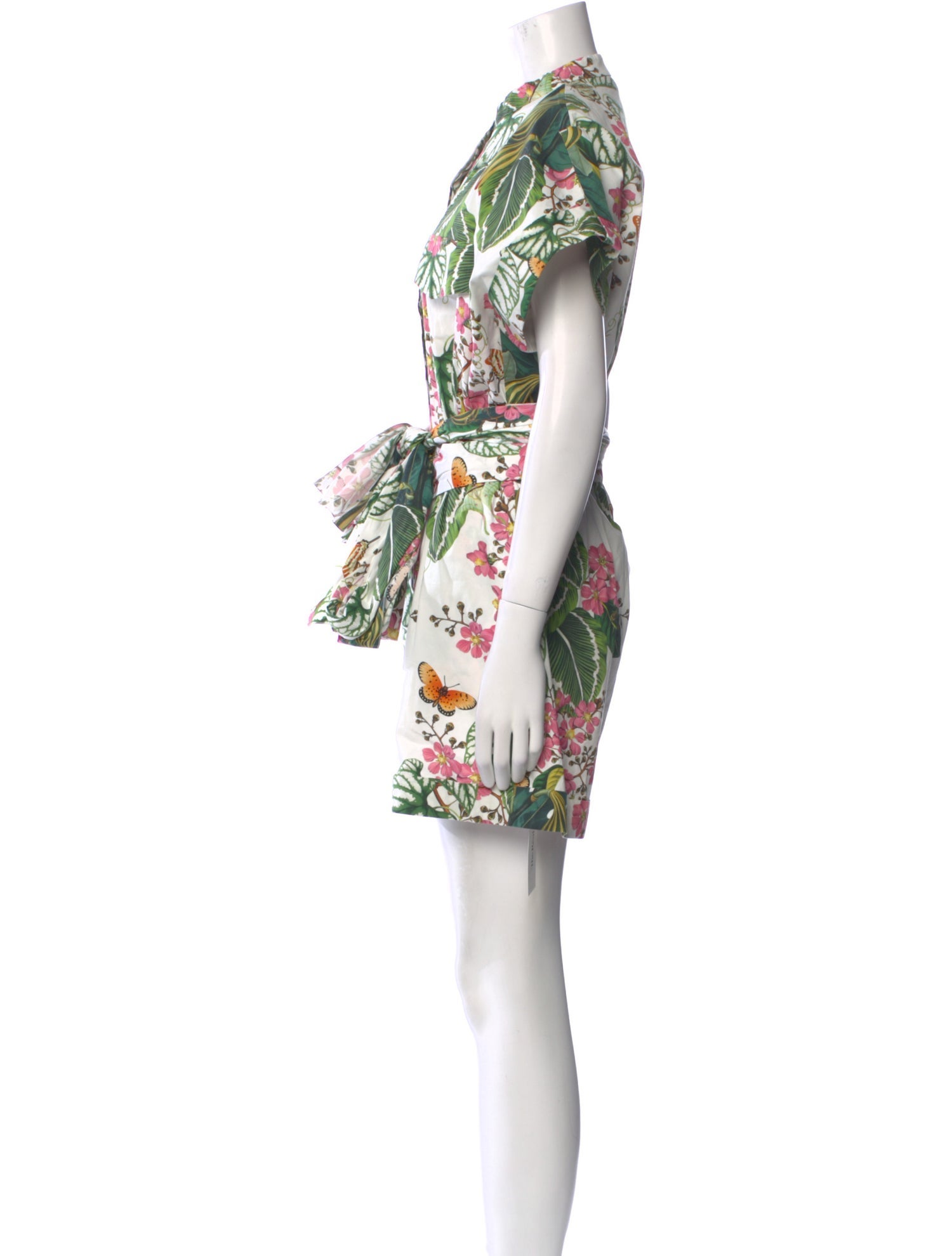 Oscar de la Renta Floral Print Mock Neck Romper