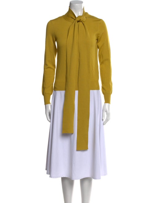 Oscar de la Renta Virgin Wool Tie Neck Sweater