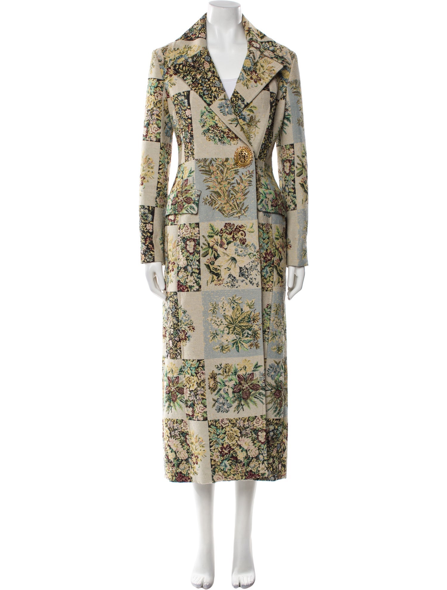 Oscar de la Renta Floral Print Trench Coat w/ Tags