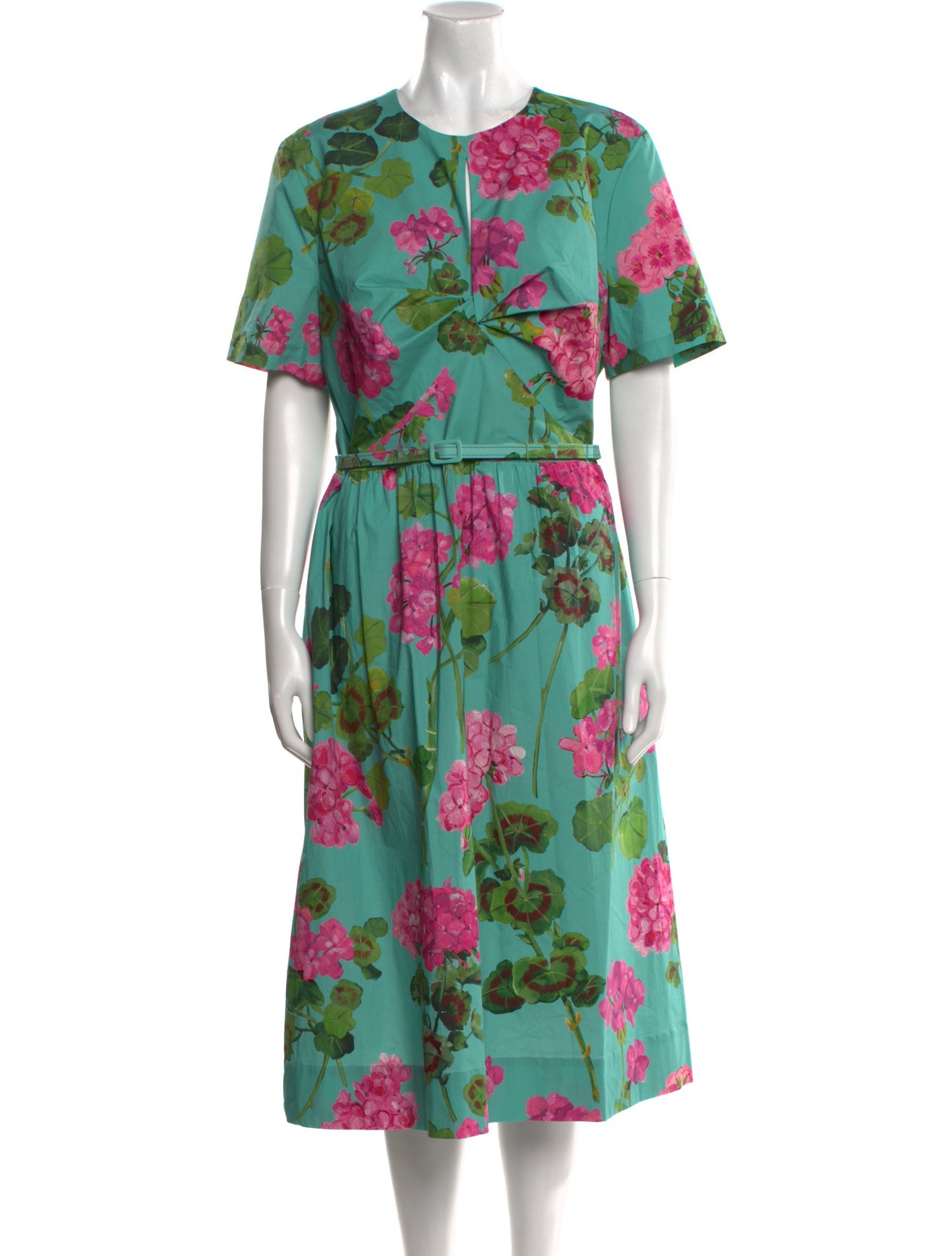Oscar de la Renta Floral Print Midi Length Dress