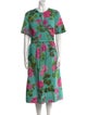Oscar de la Renta Floral Print Midi Length Dress