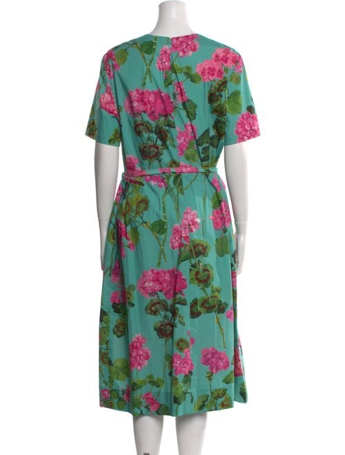 Oscar de la Renta Floral Print Midi Length Dress