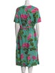 Oscar de la Renta Floral Print Midi Length Dress