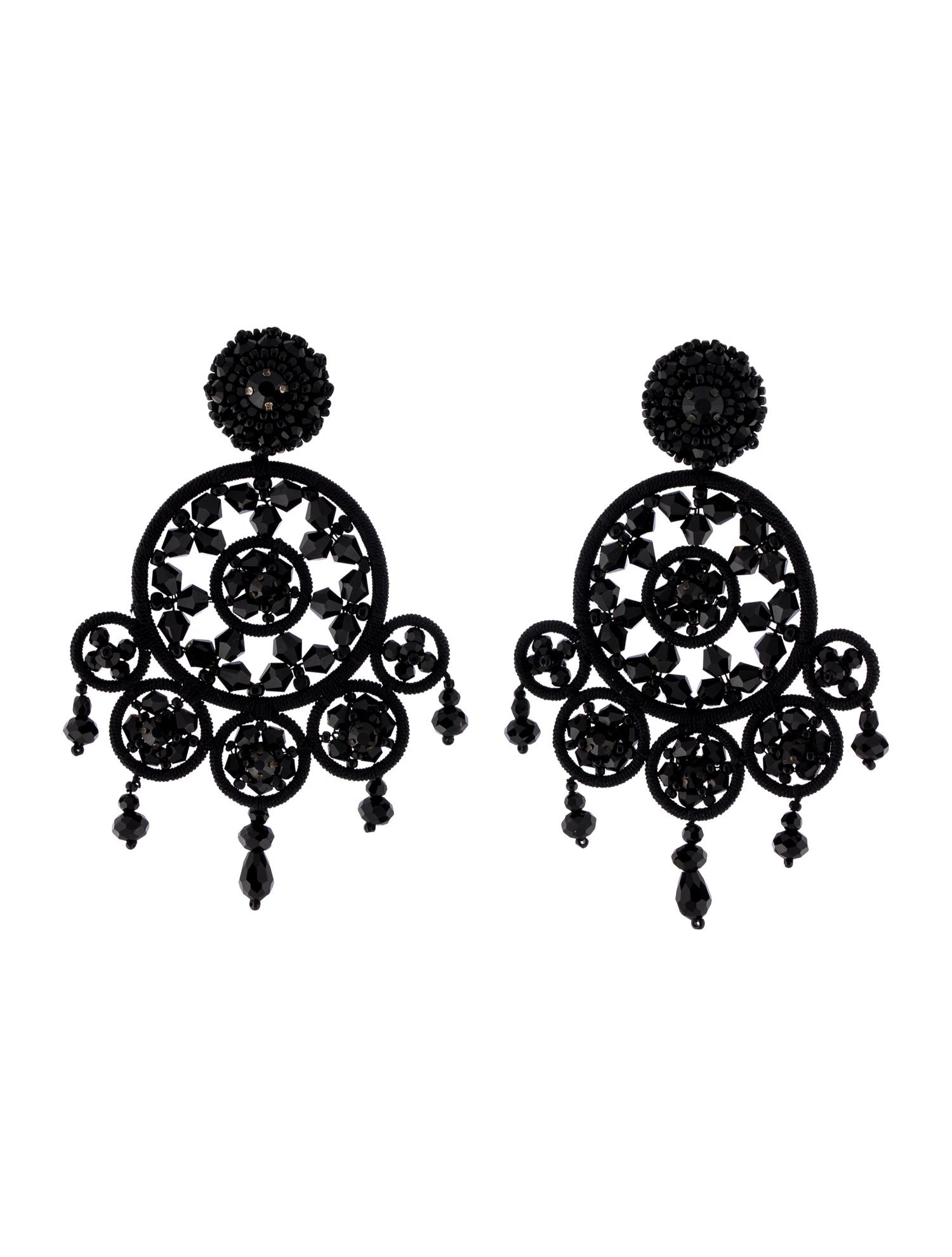 Oscar de la Renta Crystal & Bead Drop Earrings
