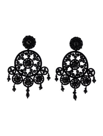 Oscar de la Renta Crystal & Bead Drop Earrings