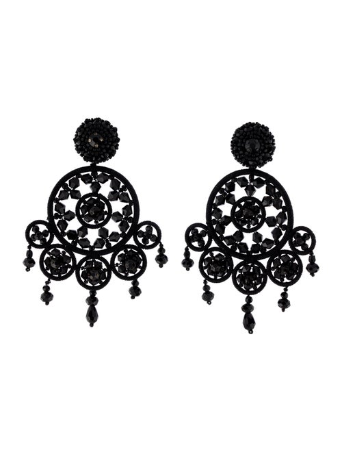 Oscar de la Renta Crystal & Bead Drop Earrings