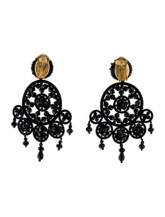 Oscar de la Renta Crystal & Bead Drop Earrings