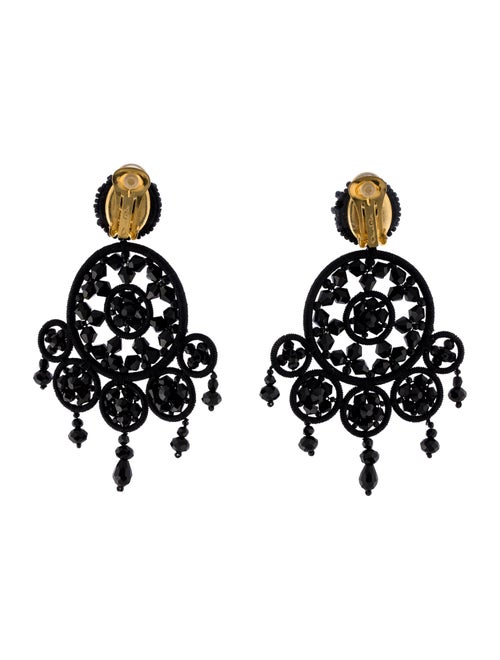 Oscar de la Renta Crystal & Bead Drop Earrings