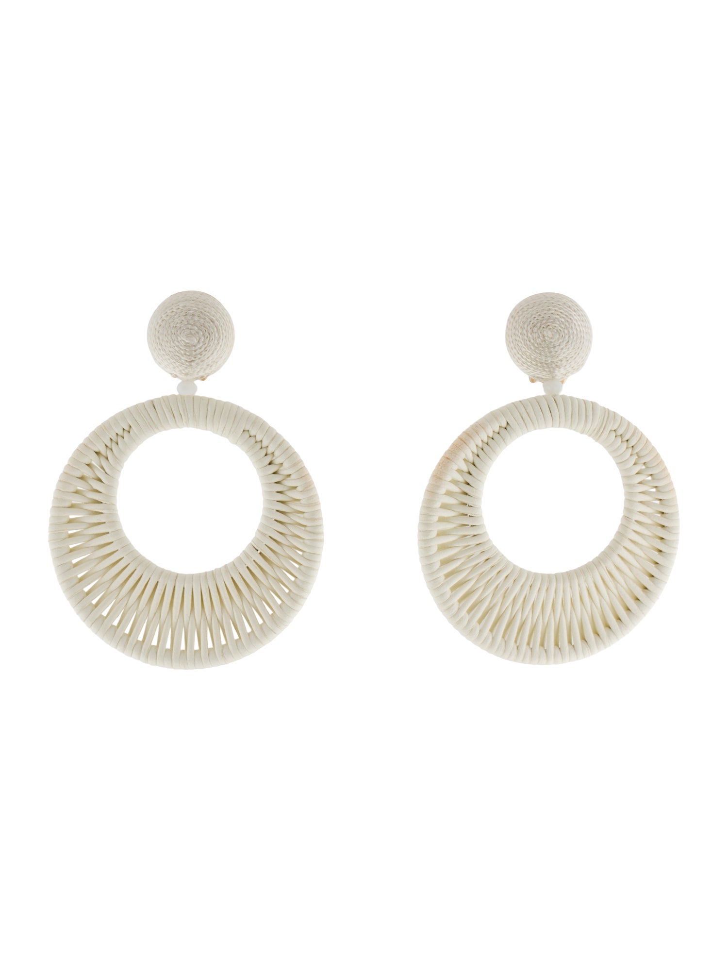 Oscar de la Renta Leather Hoop Earrings