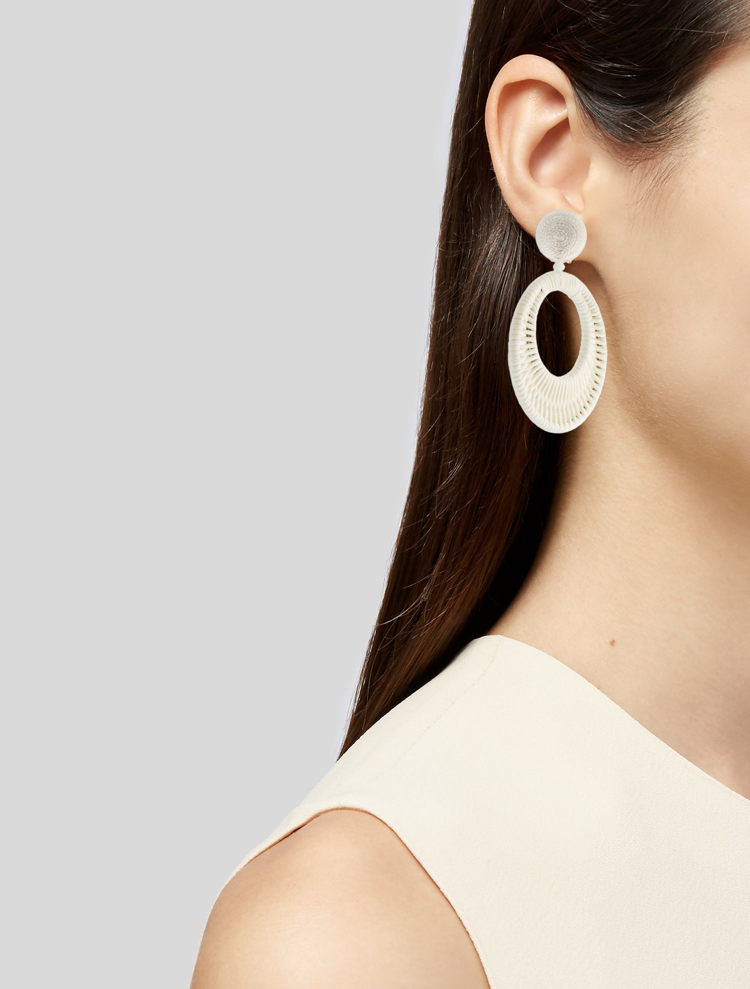 Oscar de la Renta Leather Hoop Earrings