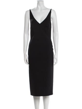 Oscar de la Renta Virgin Wool Midi Length Dress