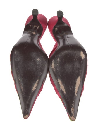 Oscar de la Renta Satin Printed Mules