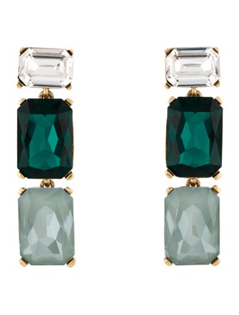 Oscar de la Renta Crystal Embellished Drop Clip-On Earrings