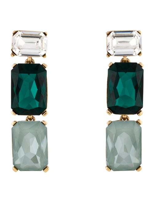 Oscar de la Renta Crystal Embellished Drop Clip-On Earrings