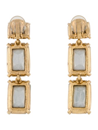 Oscar de la Renta Crystal Embellished Drop Clip-On Earrings