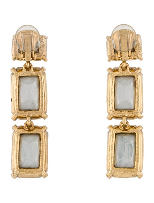 Oscar de la Renta Crystal Embellished Drop Clip-On Earrings