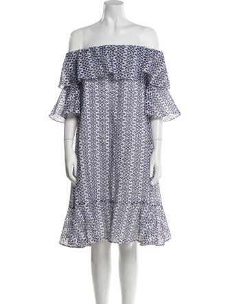 Oscar de la Renta Floral Print Knee-Length Dress