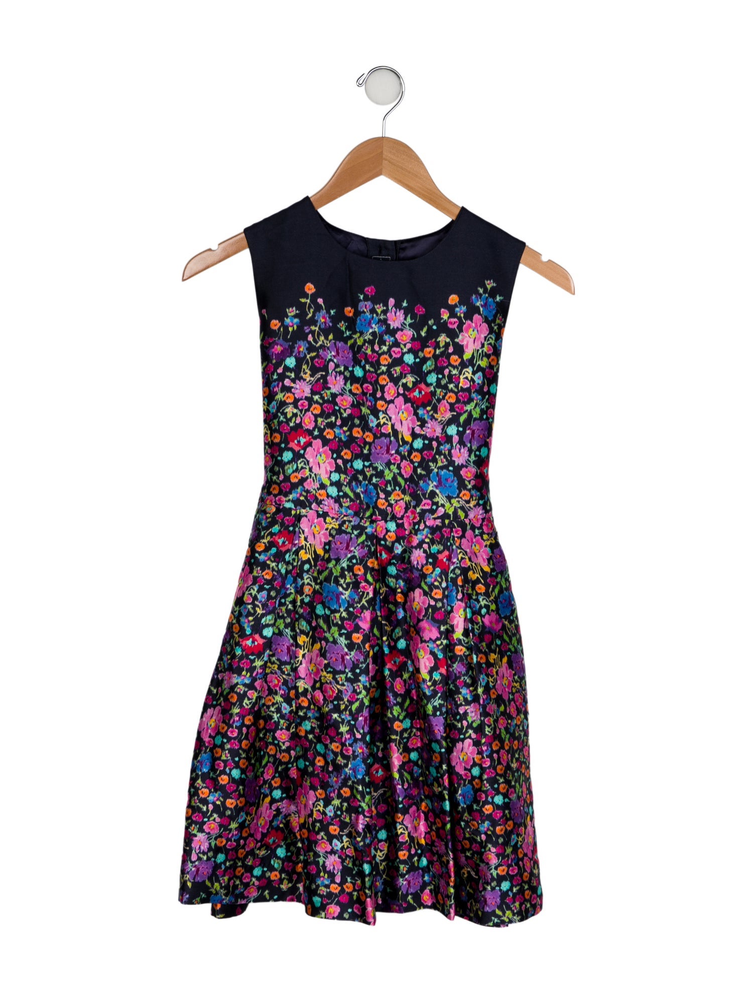 Oscar de la Renta Girls' Floral Printed Sleeveless Dress