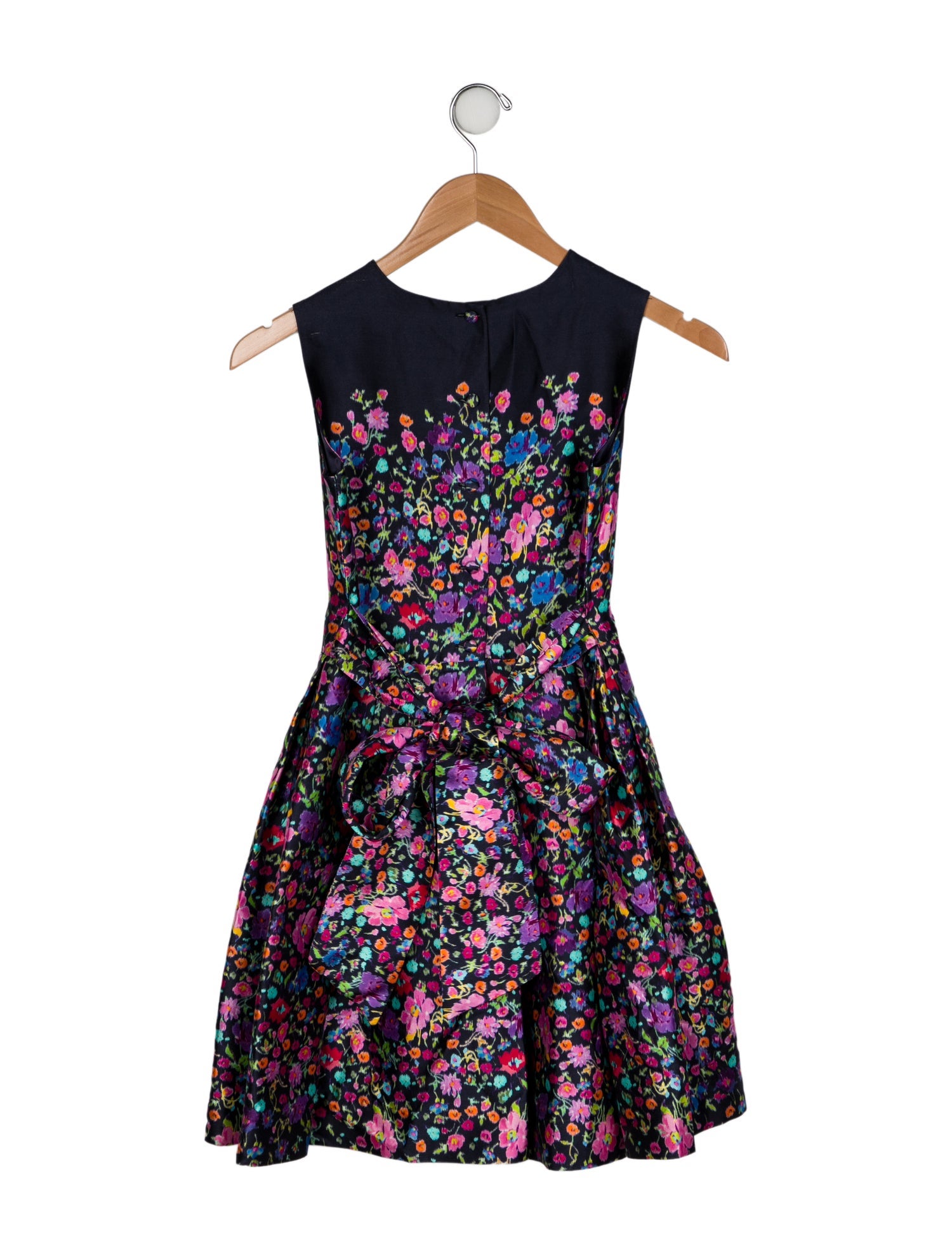 Oscar de la Renta Girls' Floral Printed Sleeveless Dress