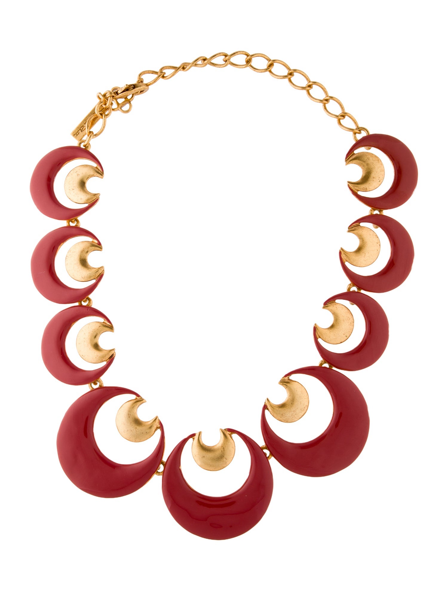 Oscar de la Renta Enamel Moon Collar Necklace